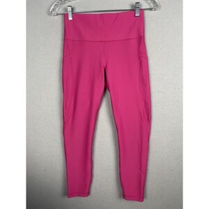 Athleta Interval Stash 7/8 Tight Leggings Womens Small Pink High Rise Pockets